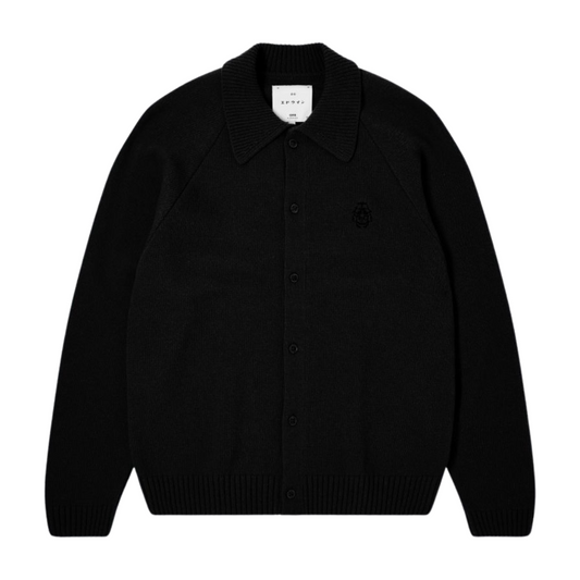 Edwin Mars Polo Cardigan in Black