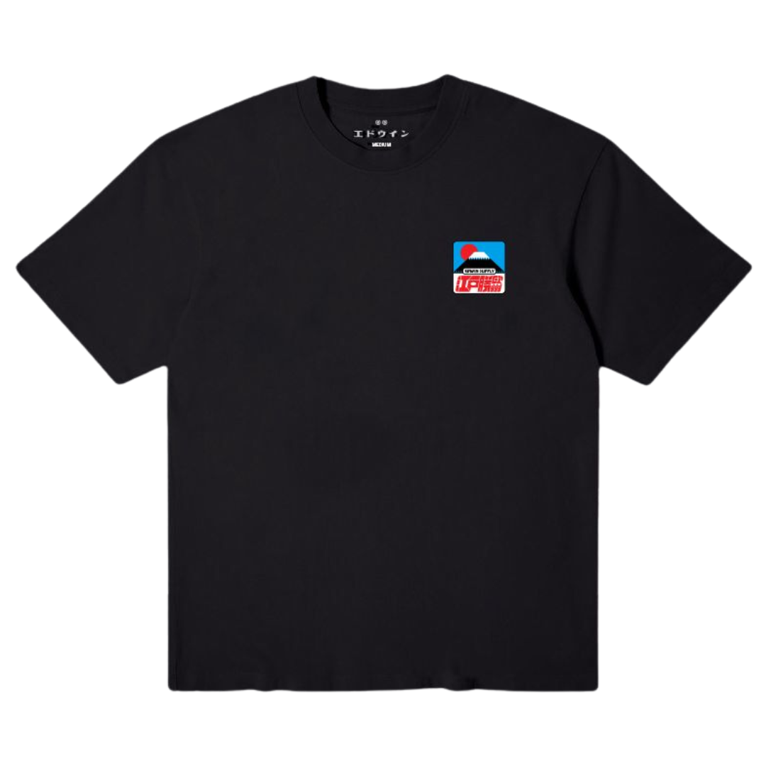 Edwin Sunset on Fuji San Tee in Black