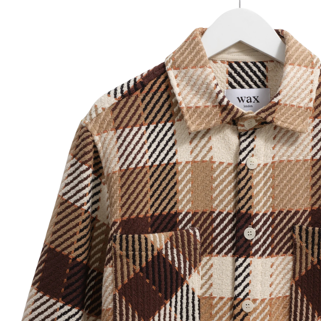 Wax London Whiting Overshirt in Natural/Brown