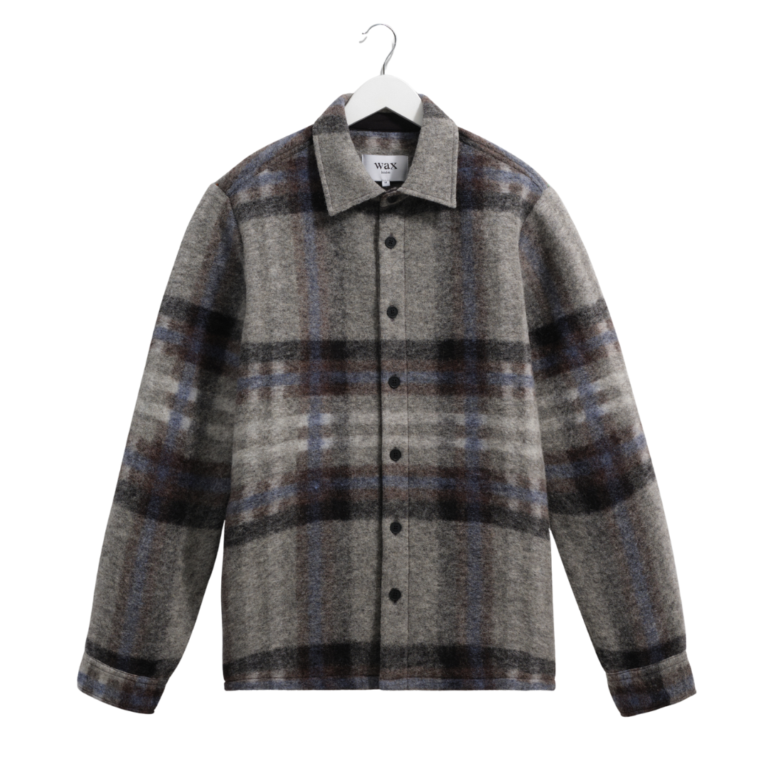 Wax London Nolan Overshirt in Grey/Blue