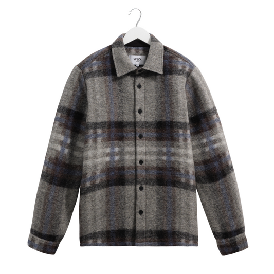 Wax London Nolan Overshirt in Grey/Blue