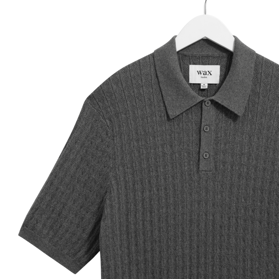 Wax London Naples Polo in Grey Marl