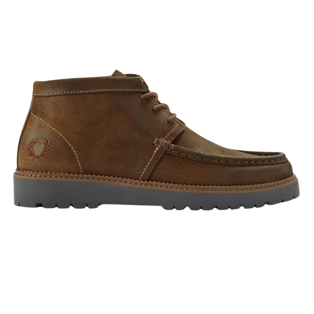 Fred Perry Kenney Mid Waxed Suede in Burnt Tobacco