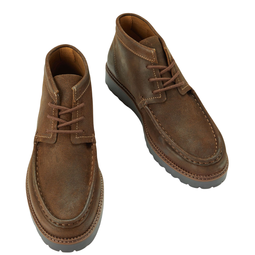 Fred Perry Kenney Mid Waxed Suede in Burnt Tobacco