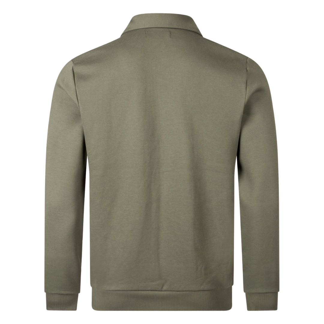 Fred Perry Zip Through Collar Sweatshirt in Laurel Heath Green