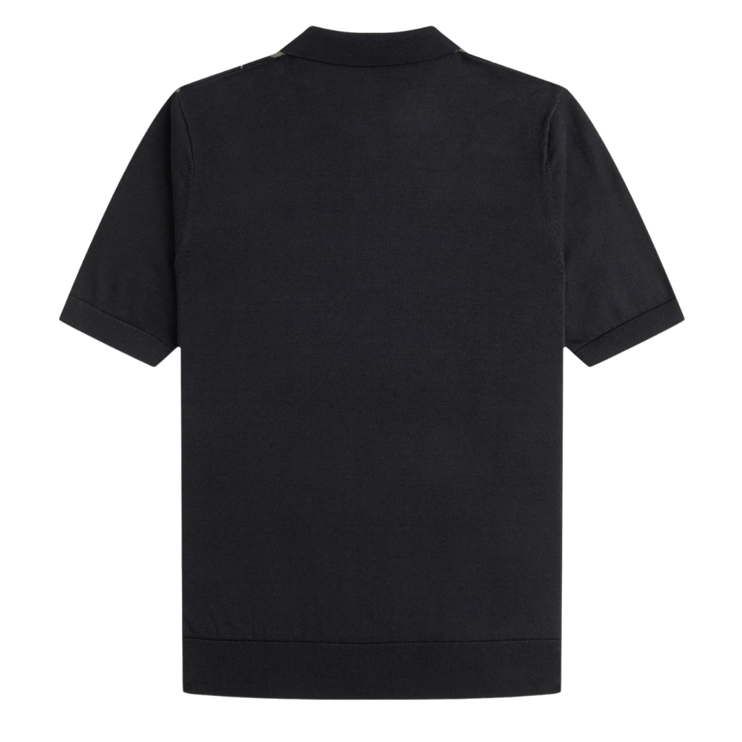 Fred Perry Argyle Knitted Shirt in Black