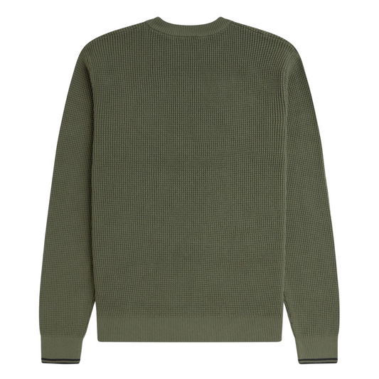 Fred Perry Waffle Stitch Jumper in Laurel Wreath Green
