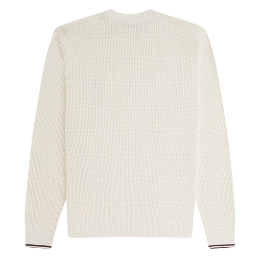 Fred Perry Waffle Stitch Jumper in Ecru