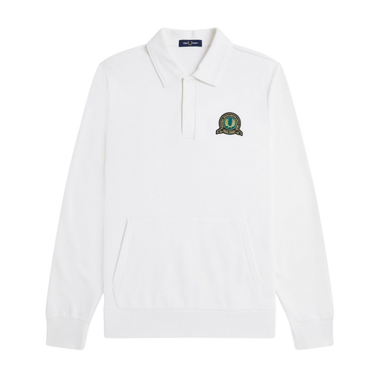 Fred Perry Tennis Badge Collared Sweatshirt in Snow White
