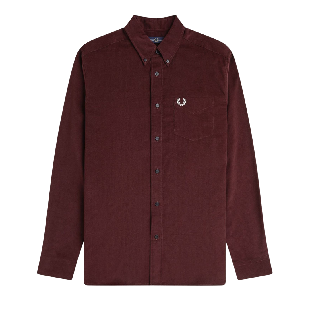 Fred Perry Needle Cord Shirt in Oxblood