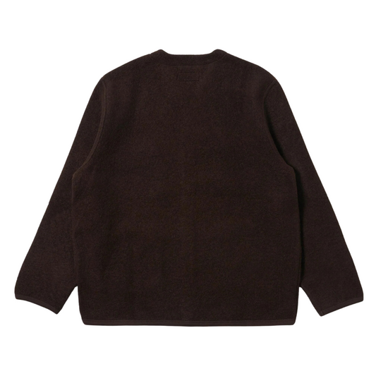 Universal Works Wool Fleece Cardigan in Brown