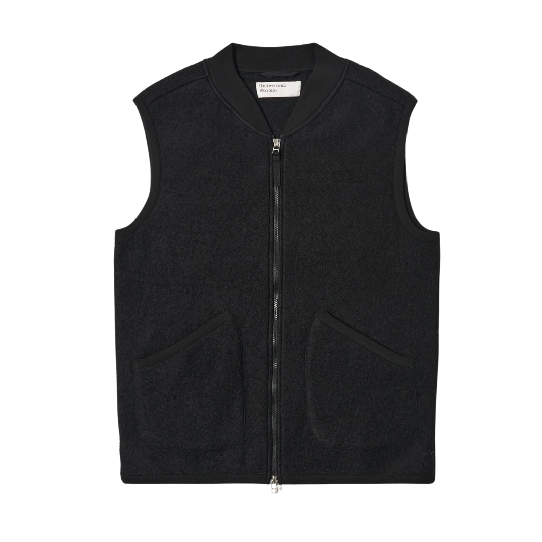 Universal Works Zip Waistcoat in Black