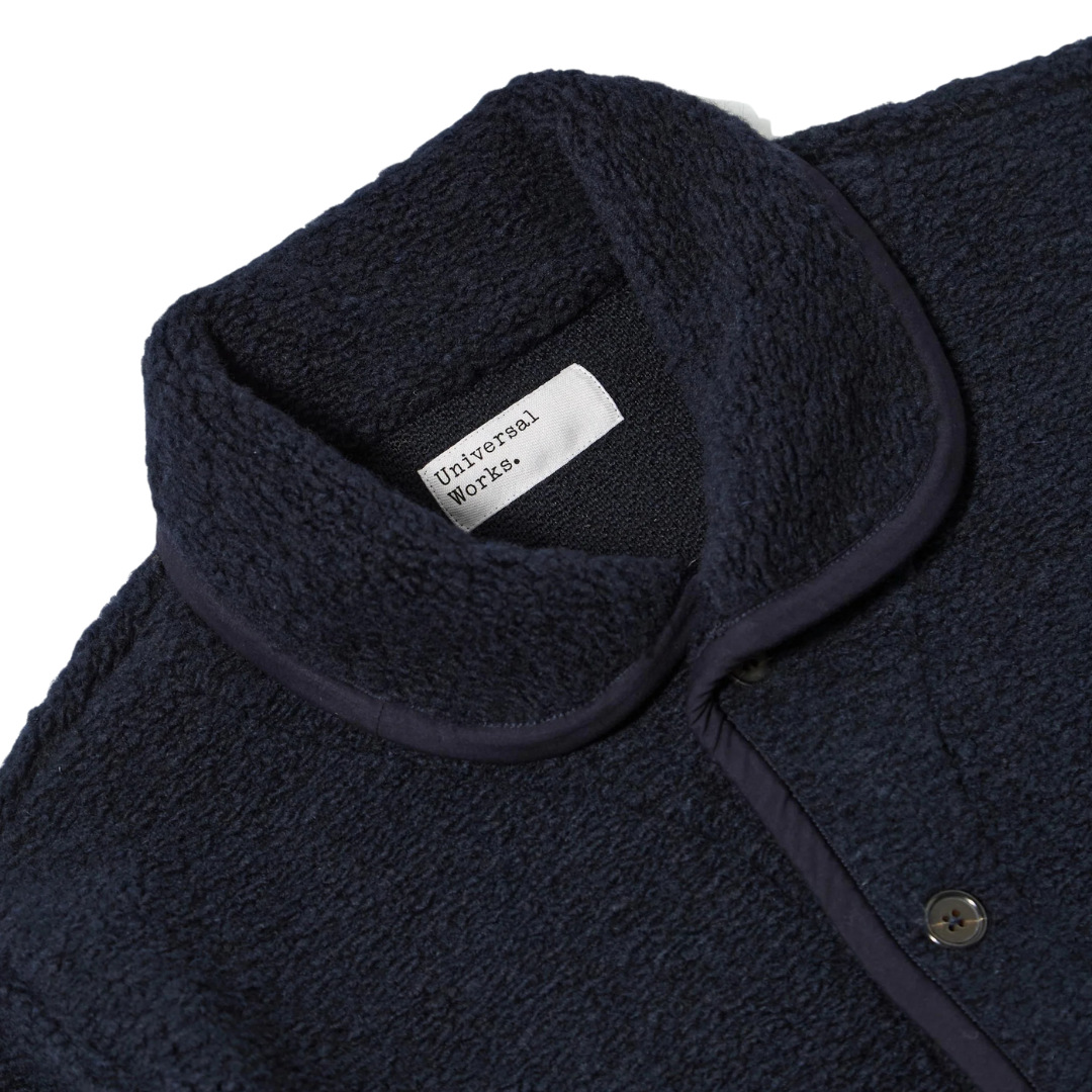 Universal Works Fleece Lancaster Jacket in Navy