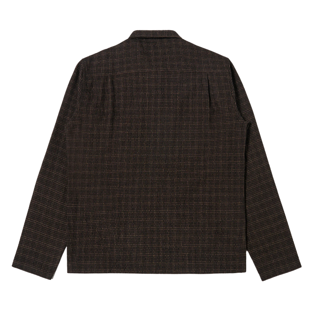 Universal Works Checked Zip Shirt in Brown