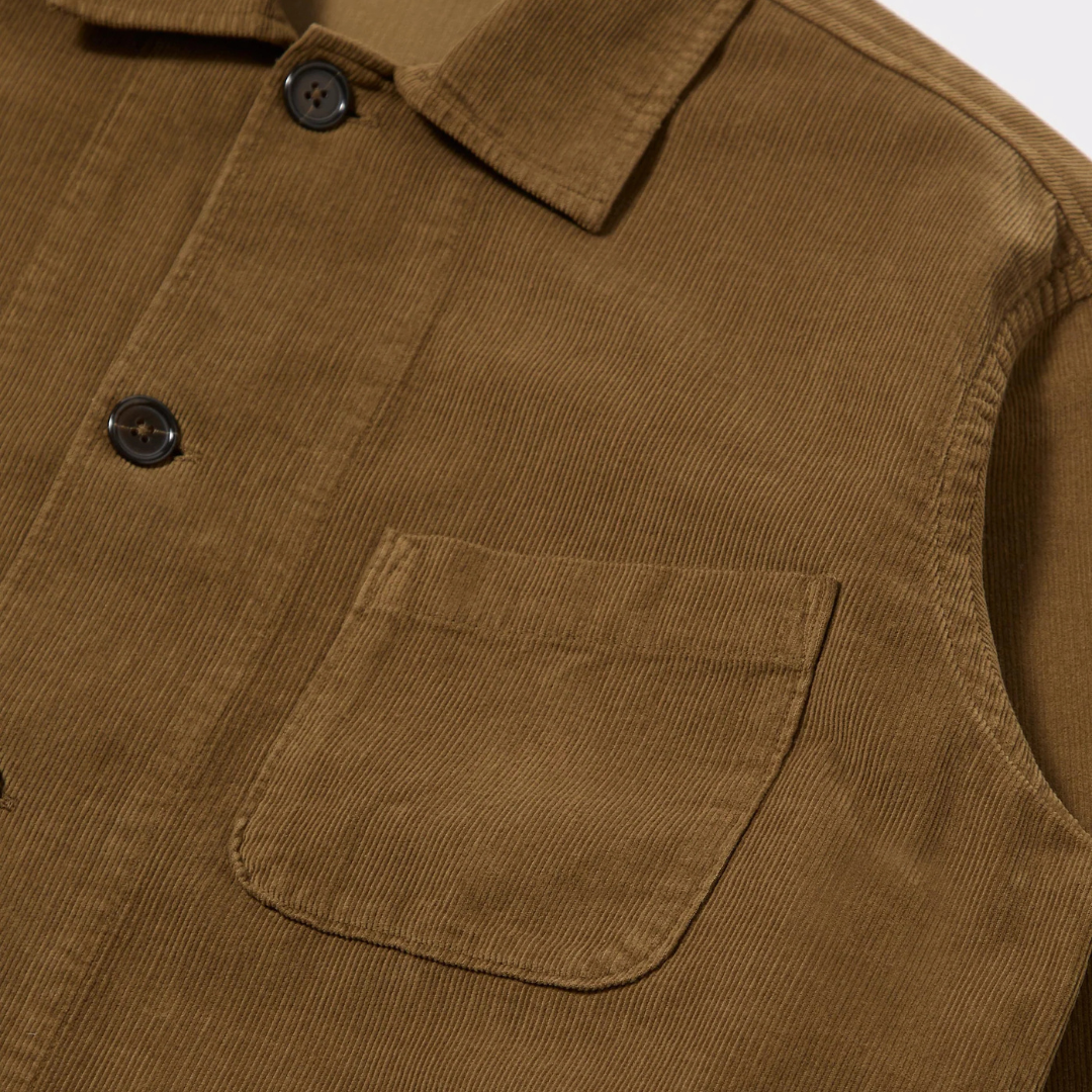 Universal Works Cord Bakers Overshirt in Khaki