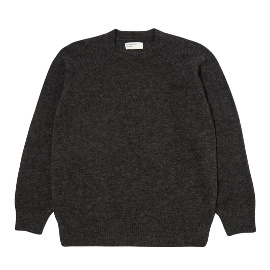 Universal Works Alpaca Lyon Crew in Charcoal