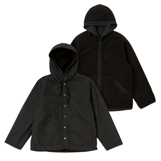 Universal Works Reversible Hooded Jacket in Black