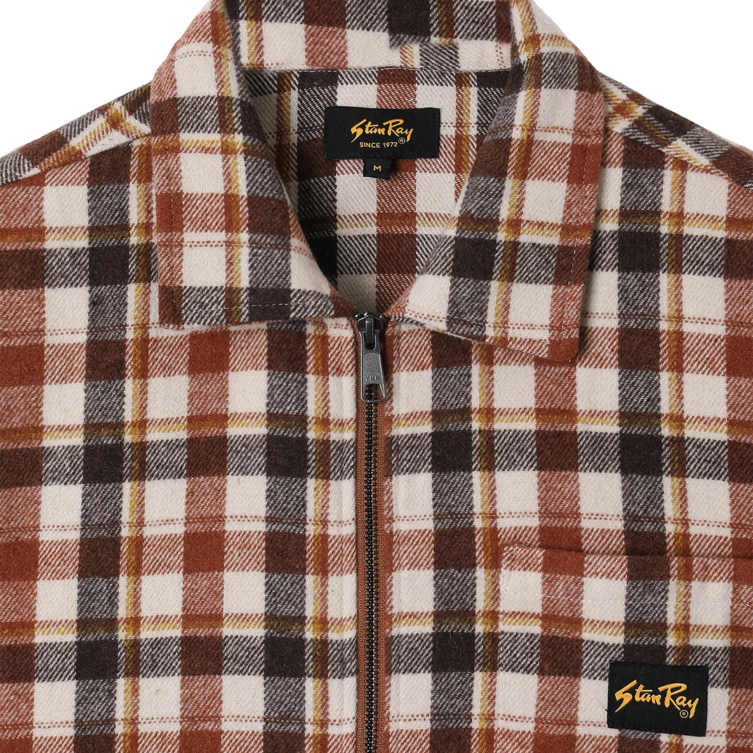 Stan Ray Plaid Zip Shirt in Tan