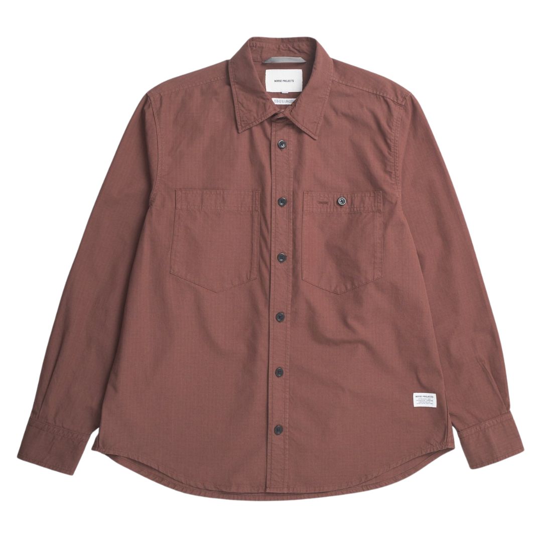 Norse Projects Algot Cotton Ripstop Shirt in Mahogany