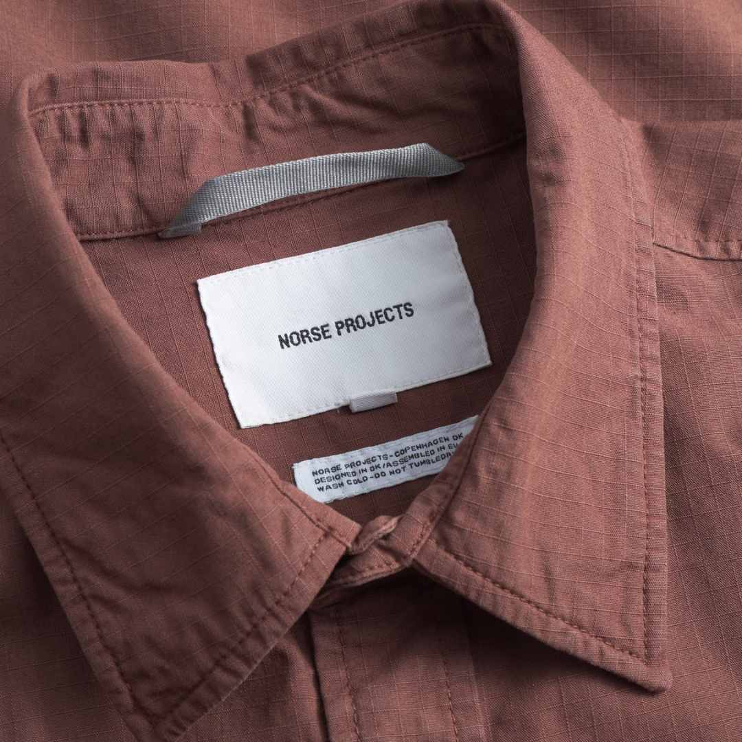 Norse Projects Algot Cotton Ripstop Shirt in Mahogany