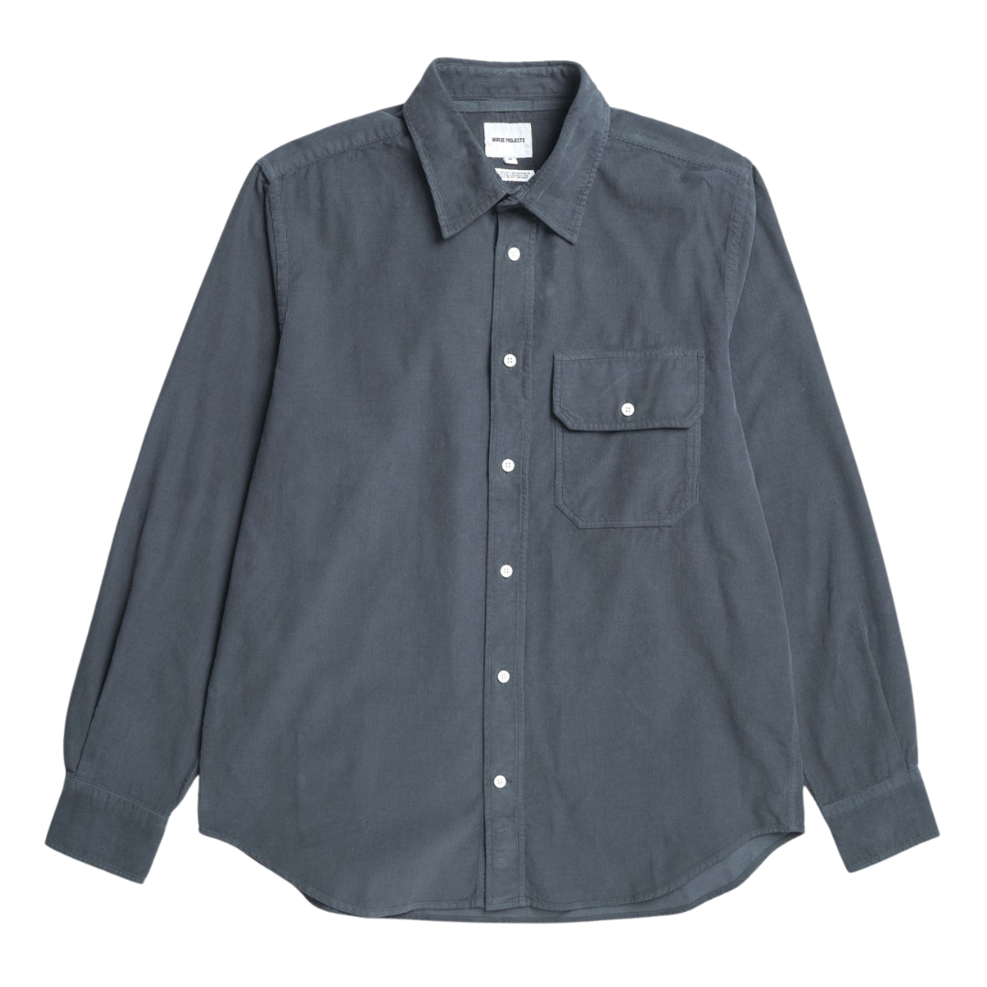 Norse Projects Algot Relaxed Micro Cord Shirt in Graphite