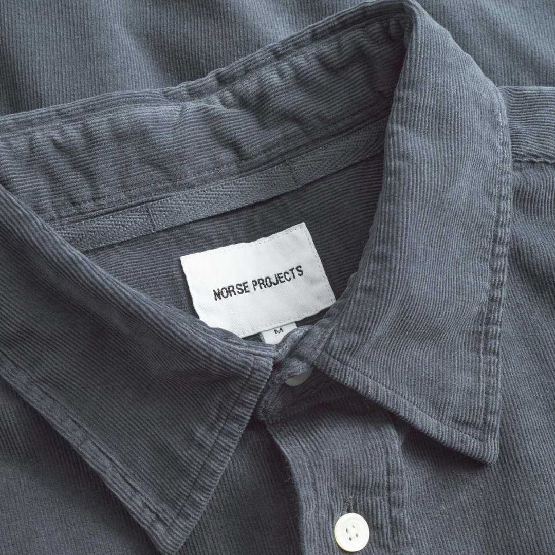 Norse Projects Algot Relaxed Micro Cord Shirt in Graphite