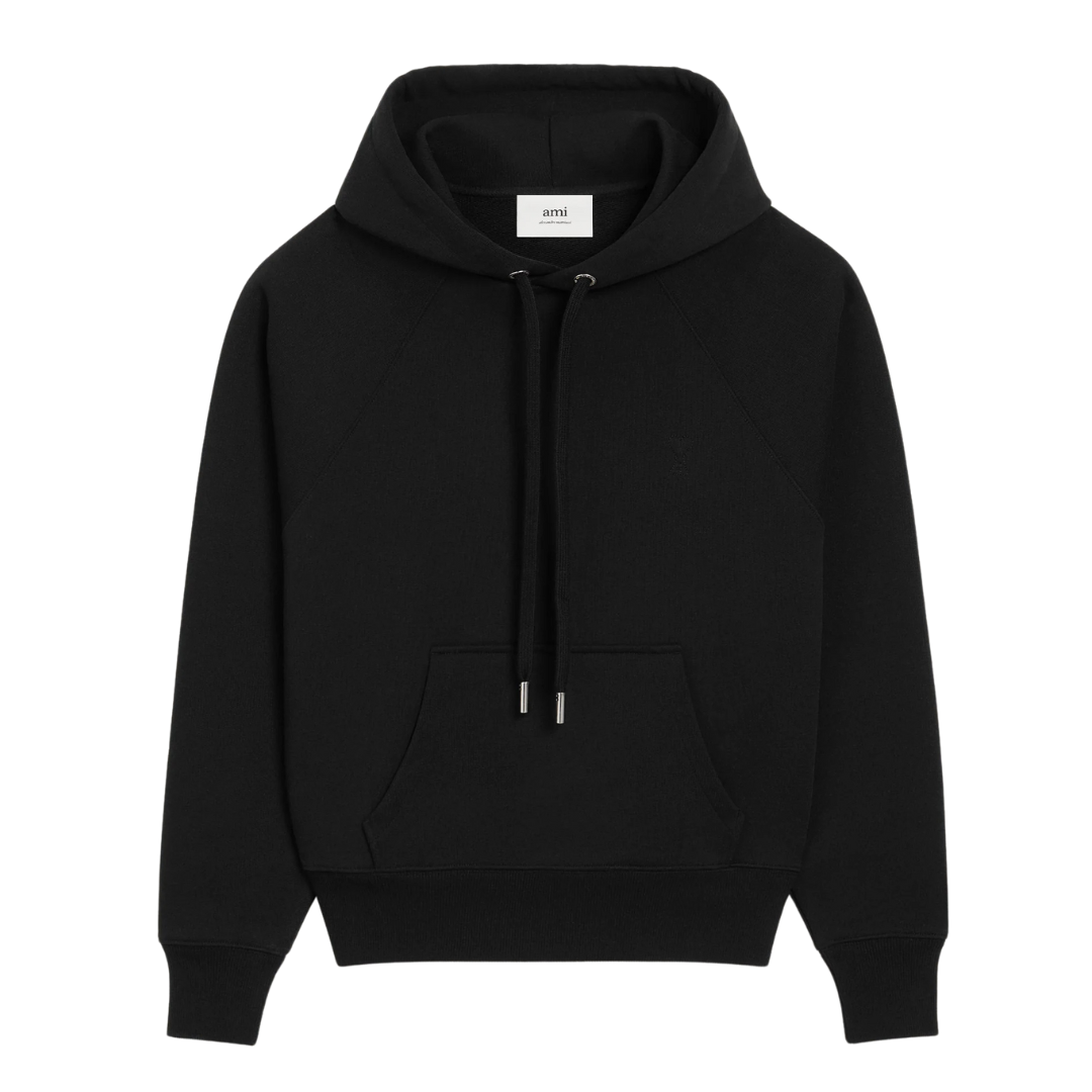 AMI Embossed Logo Hoody in Black