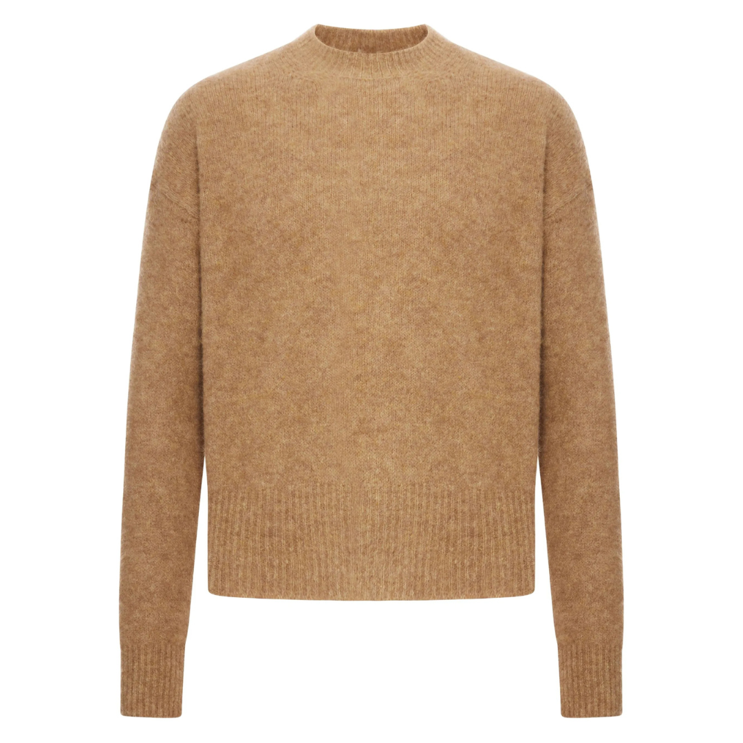 AMI Alpaca Crewneck Knitwear in Camel
