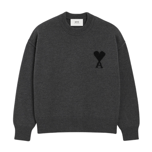 AMI ADC Crew Neck Knitted Jumper in Grey