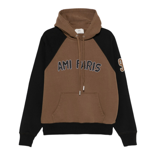AMI Raglan Sleeve Hoody in Brown