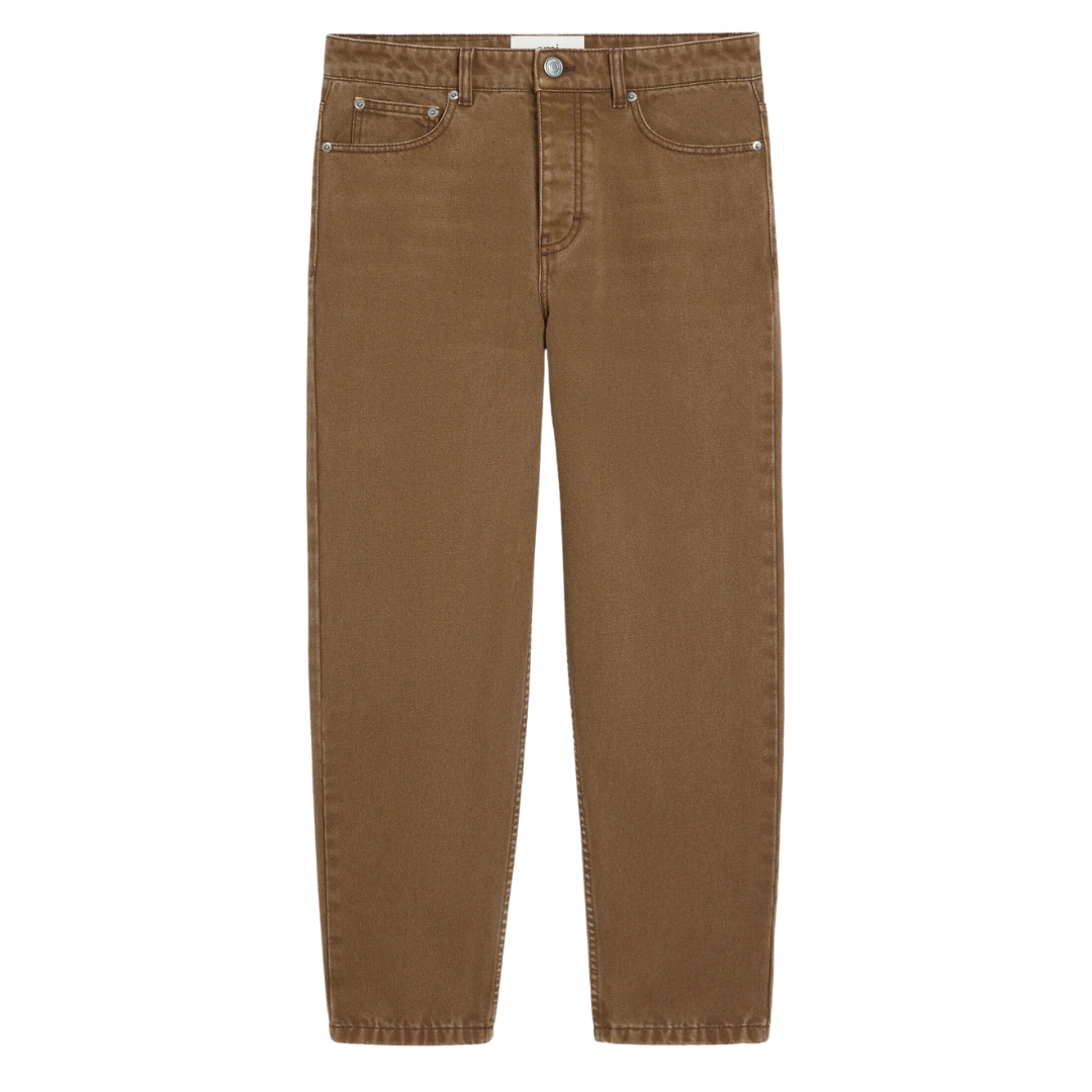 AMI Tapered Fit Jeans in Brown