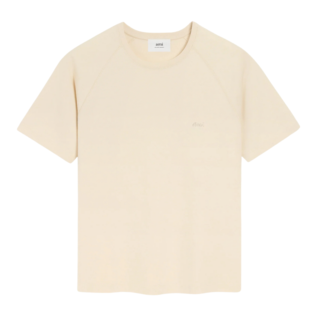 AMI Script Logo Tee in Ivory
