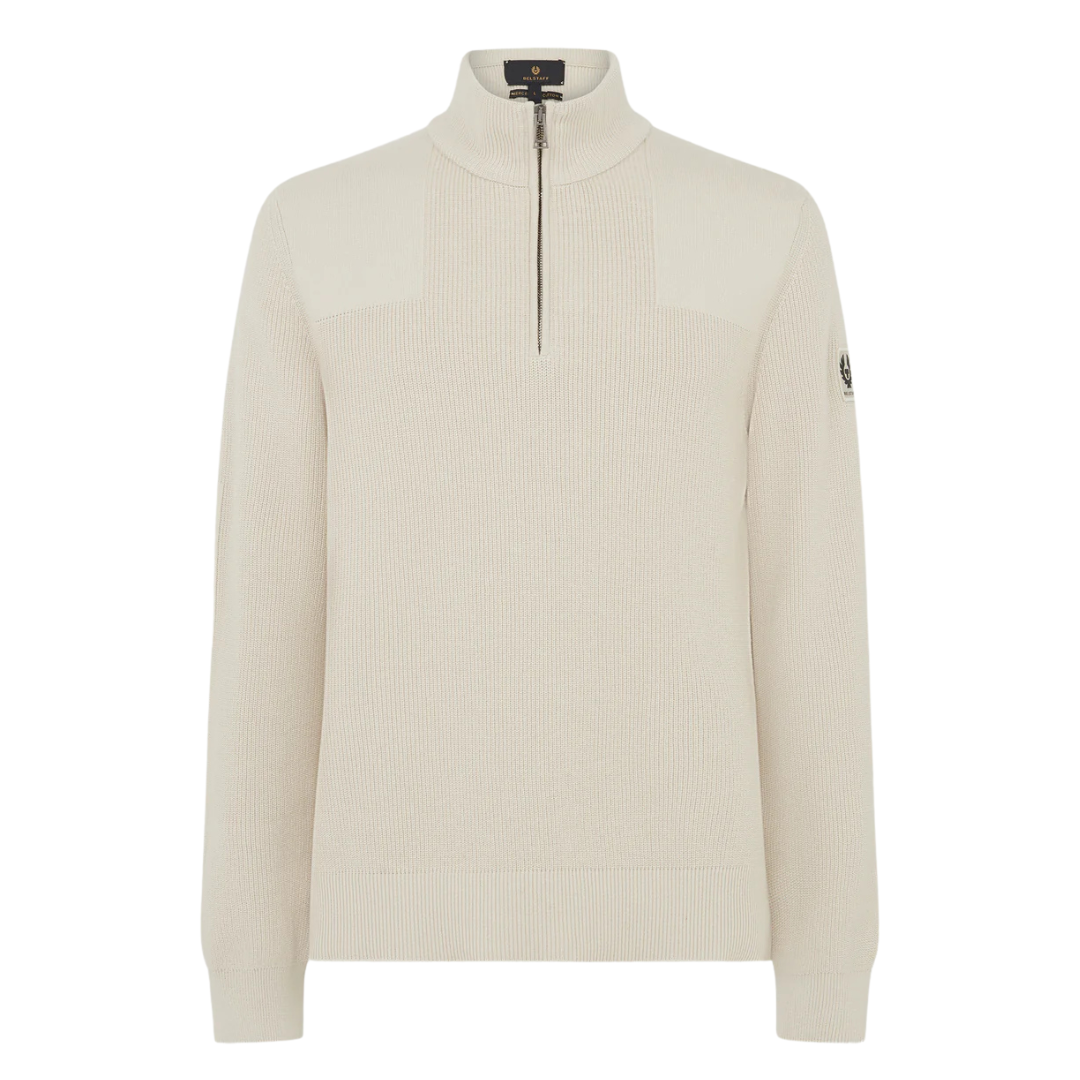 Belstaff Commander Quarter Zip Sweater in Silver Birch