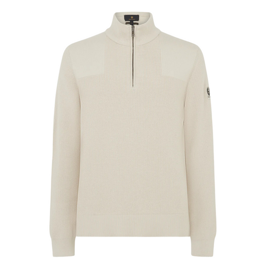 Belstaff Commander Quarter Zip Sweater in Silver Birch