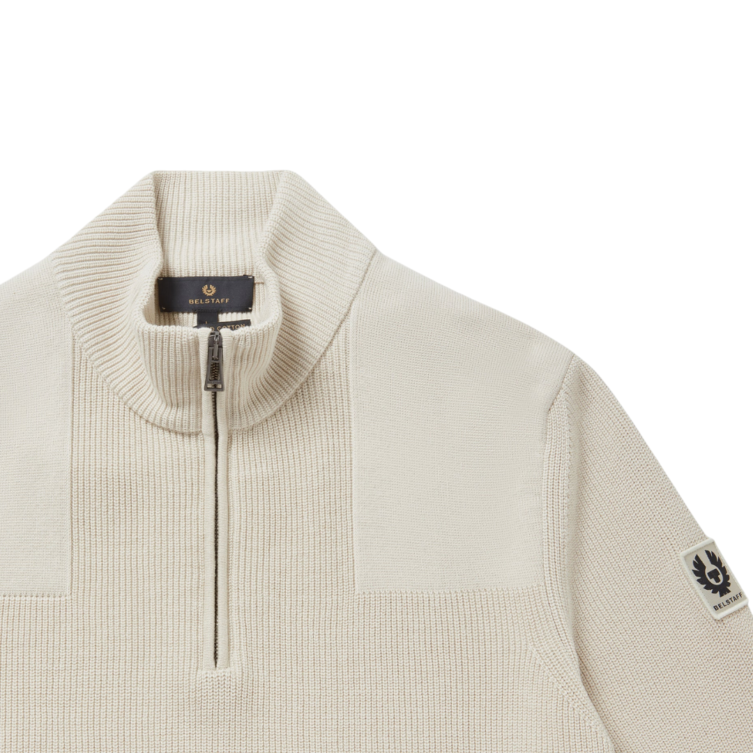 Belstaff Commander Quarter Zip Sweater in Silver Birch