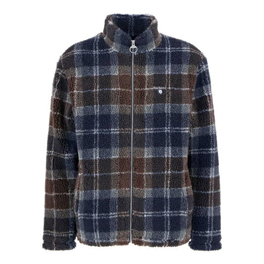 Barbour Tartan Fleece Zip Through in Tartan Brown