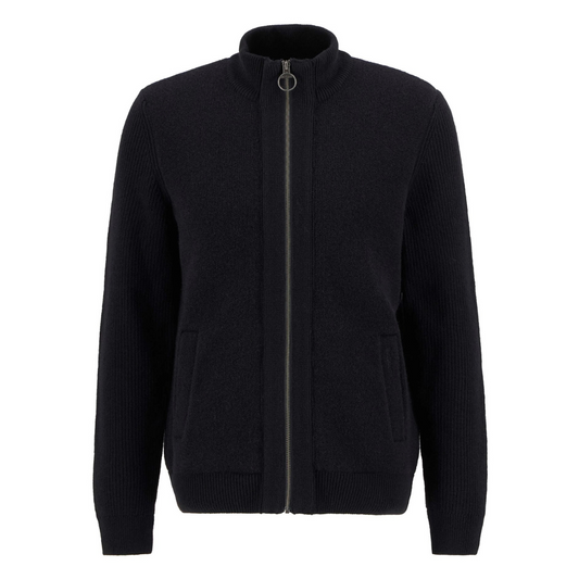 Barbour Milburn Zip Thru Knitted Jumper in Black
