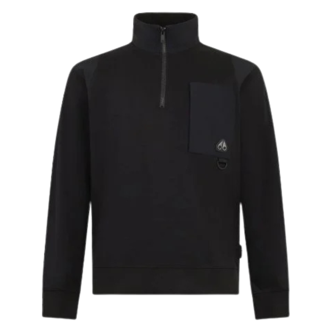 Moose Knuckles Dalon Quarter Zip Sweatshirt in Black