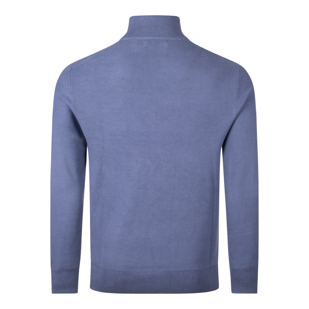 Ralph Lauren Textured Knit Quarter Zip Jumper in Capri Blue