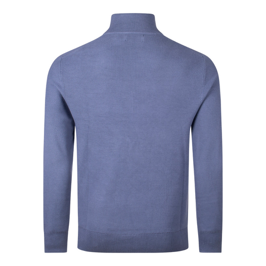 Ralph Lauren Textured Knit Quarter Zip Jumper in Capri Blue