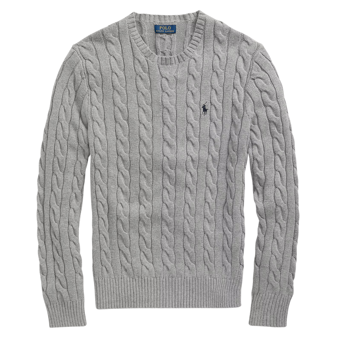 Pull en maille torsadée Ralph Lauren gris