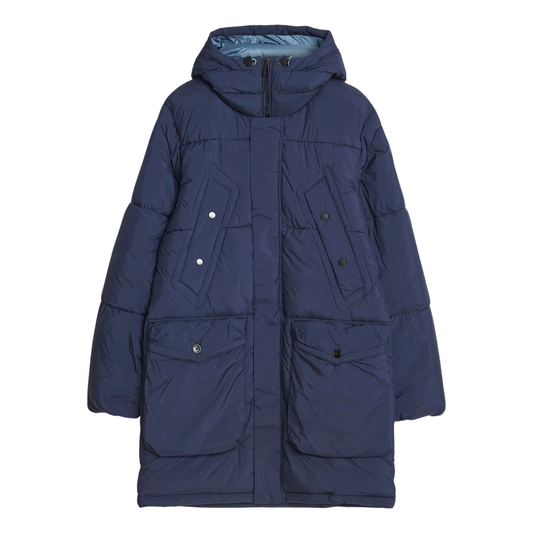 Paul Smith Knee Length Puffa Jacket in Navy