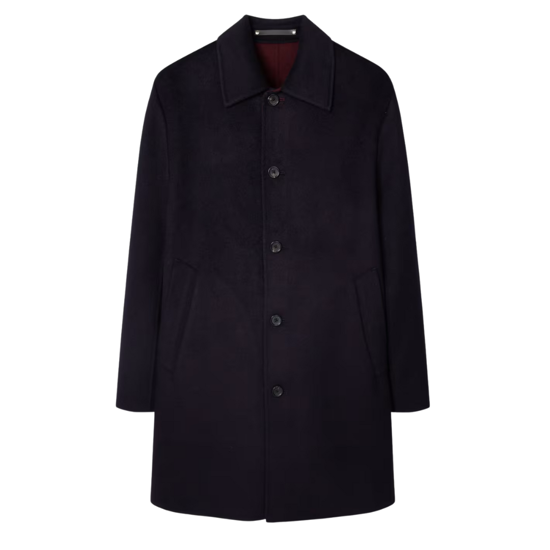Paul Smith Long Wool Coat in Navy