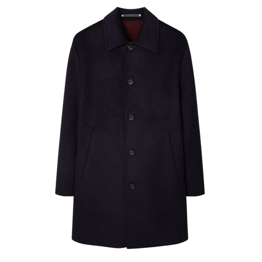 Paul Smith Long Wool Coat in Navy