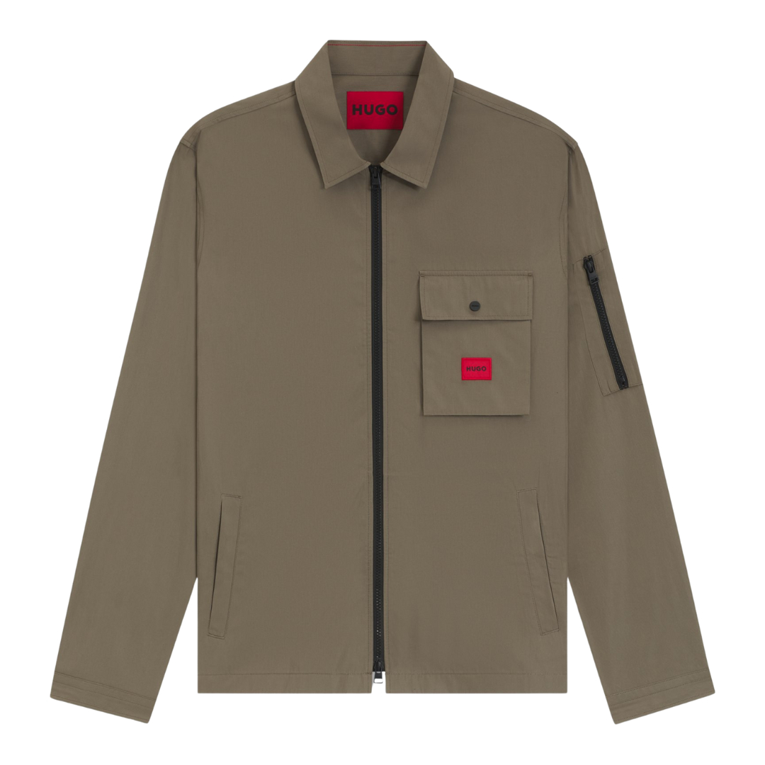 HUGO Emmond Overshirt in Medium Grey