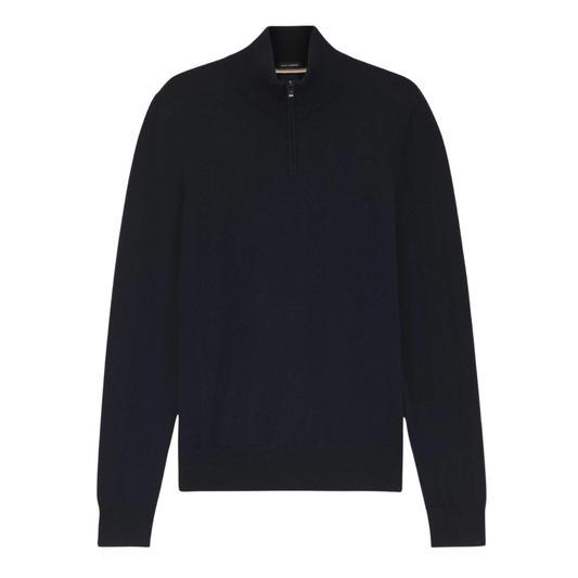 Boss H-Hemarlo Quarter Zip Sweater in Dark Blue