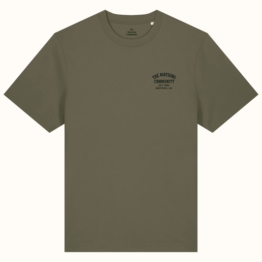 The Maysons Community Stamp Logo T-Shirt in Khaki