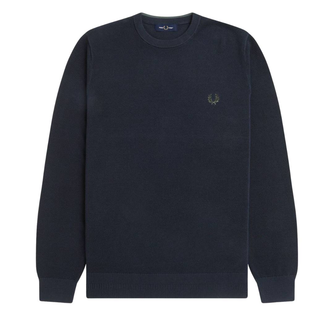 Fred Perry Pique Stitch Knitted Jumper in Navy