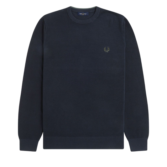 Fred Perry Pique Stitch Knitted Jumper in Navy