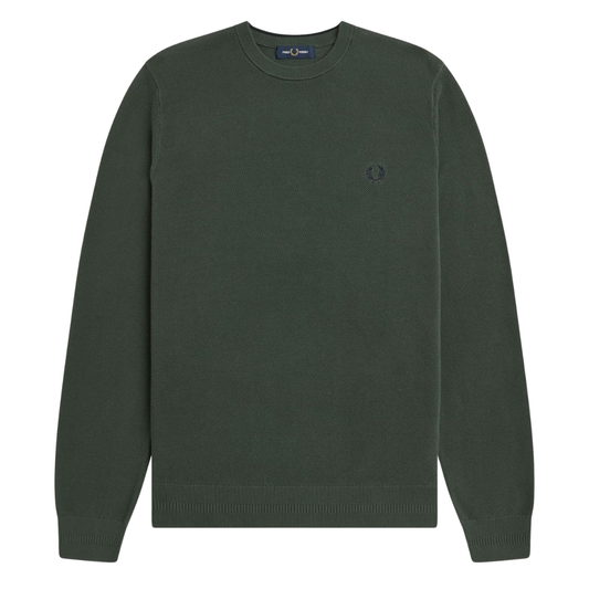 Fred Perry Pique Stitch Knitted Jumper in Court Green